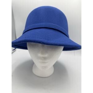 Vintage Style Blue Cloche Hat 100% Polyester Size 57